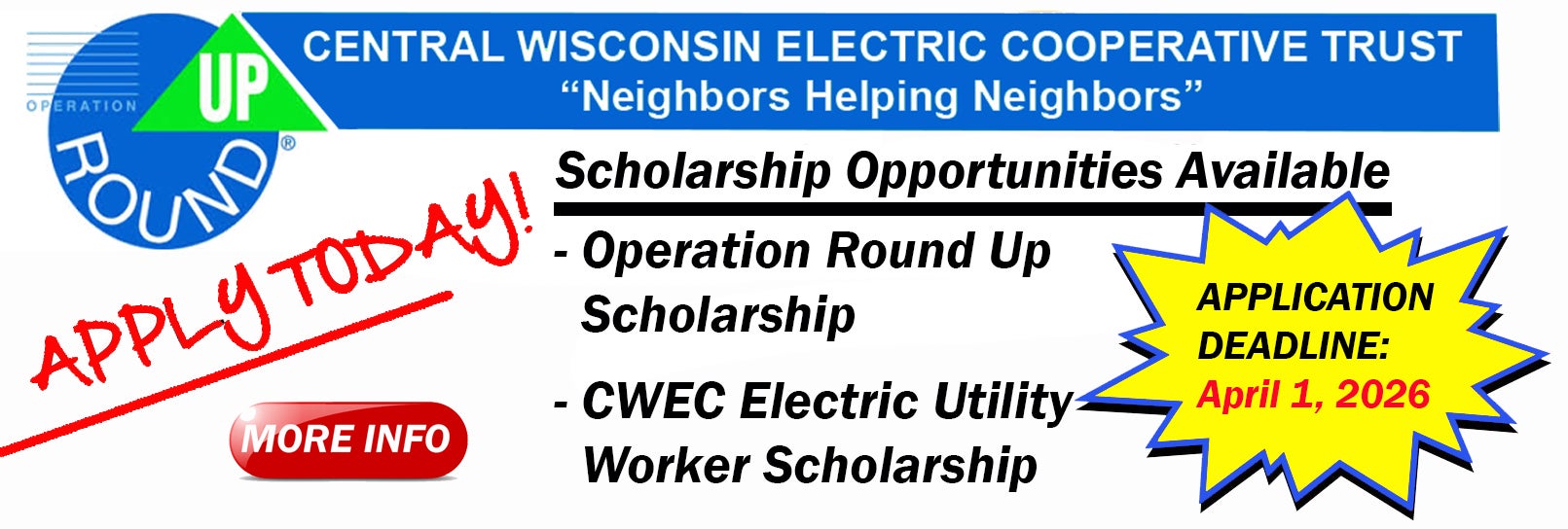 Contains information about the scholarships offered by Central Wisconsin Electric Cooperative.